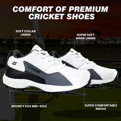 Buy Three Wickets Gowin Tyro Spikes Light Weight Cricket Shoes for Male  (Best for Bowling and Batting) (7) White at Amazon.in