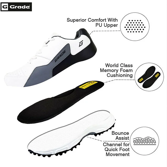 STRAIGHT DRIVE Memory Foam Cricket Shoes Full Rubber Spikes | Extra Comfortable & Grip | Beginners and Advanced Players | White/Black - Image 3