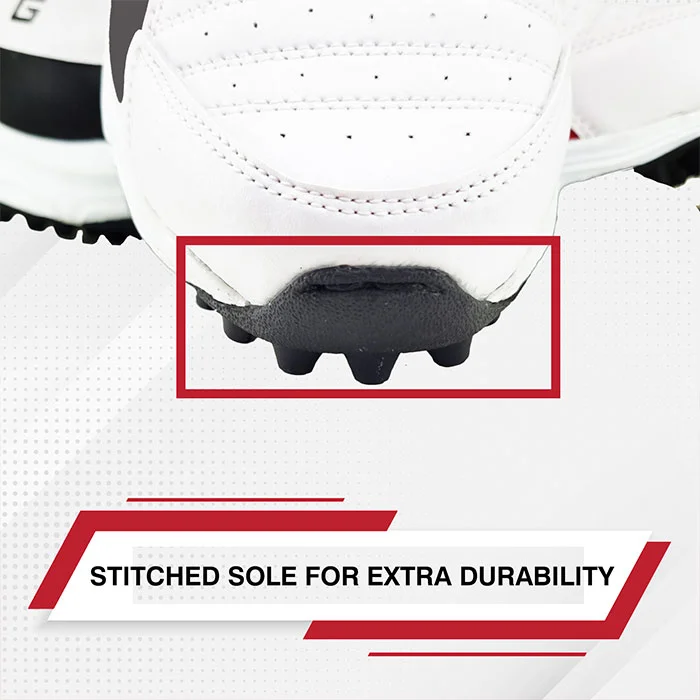 STRAIGHT DRIVE Memory Foam Cricket Shoes Full Rubber Spikes | Extra Comfortable & Grip | Beginners and Advanced Players | White/Black - Image 5