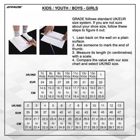 Grade school shoes size chart gradefootwear