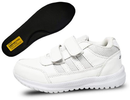 Grade school shoes for boys white velcro