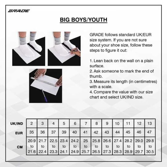 Grade school shoes size chart gradefootwear